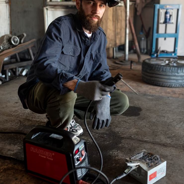 Male mechanic working at his workshop